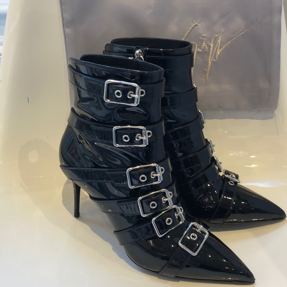 Giuseppe Zanotti Black Patent Ankle Boots